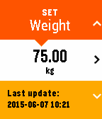 Health Sync weight entry interface on Pebble Time