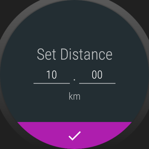 Pace Calculator distance input screen set to kilometres