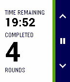 Workout Rounds countdown timer displaying remaining time and round count